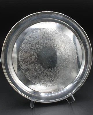 Gorham YC427-1 12" Filigree Silverplate Tray - No Monogram - Image 1 of 4