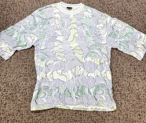 Vintage COOGI Australia Pullover Herren 4XL grau grün ABSTRAKT mercerisierte Baumwolle SS - Bild 1 von 7