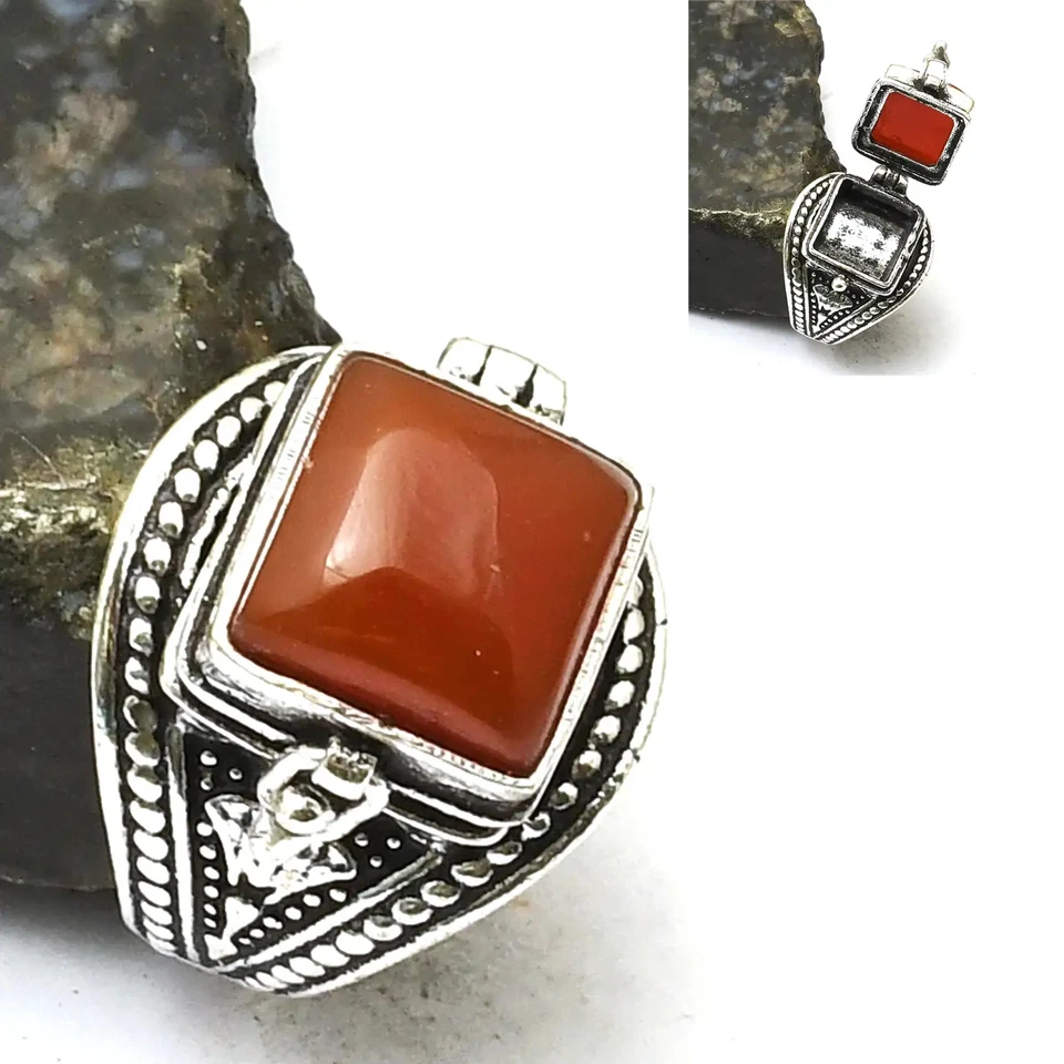 Anillo venenoso étnico hecho a mano de piedras preciosas de cornalina joyería regalo EE. UU. talla 6,5 AR 24498 Foto 1 de 1