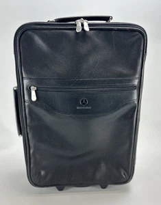 Mercedes Benz Black Leather Carry-On Suitcase Wheeled Luggage - Picture 1 of 19
