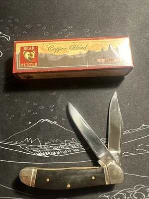 Cuchillo de Bolsillo Cazador de Cubiertos Escarcha Hojas de Acero Inoxidable Mango de Cuerno de Búfalo Foto 1 de 4