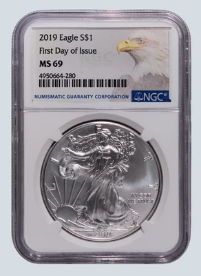 Pack of 5 - All 2019 *NGC MS 69 American Silver Eagle - Image 1 of 2