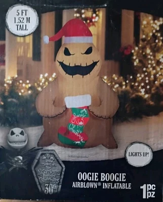 Pesadilla antes de Navidad Oogie Boogie 5 pies luces inflables sopladas por aire caja nueva Foto 1 de 4