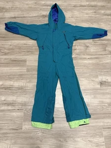Tuta da sci vintage Patagonia bambino taglia media blu/verde lime/viola rara - Foto 1 di 9