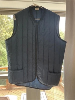 Vintage Sears Vest Mens L (Fits Medium) Quilted Puffer Full Zip Navy - Image 1 of 4