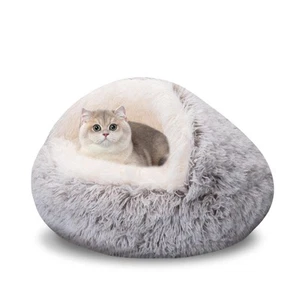Indoor Cat & Small Dog Cozy Heated Bed - Round, Calming, Anti-Slip, Machine W... - Picture 1 of 6