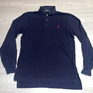 Polo Ralph Lauren piqué polo uomo piccola blu navy cotone pony manica lunga golf - Foto 1 di 10
