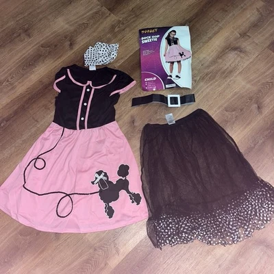 Sock Hop Sweetie Años 50 Caniche Falda Vestido Halloween Disfraz NIÑO Grande 12-14 Foto 1 de 4