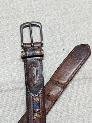 vintage COLUMBIA leather belt SOUTHWESTERN indian print 36 native american - Image 1 of 4