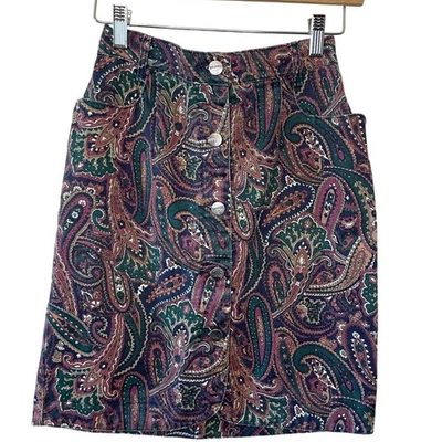 Minifalda vaquera de colección RoughRider by Circle T púrpura cachemira abotonada talla 2 Foto 1 de 4