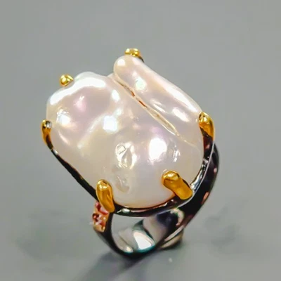 Fine Art Natural Baroque Pearl Ring 925 Sterling Silver Size 7 /R425992 - Image 1 of 4