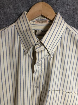 Camisa vintage L.L.Bean para hombre 16,5 34 amarillo azul a rayas abotonada hecha en EE. UU. AÑOS 90 Foto 1 de 4