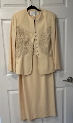 Conjunto de traje falda vintage Albert Nipon para mujer 8 Buttercup chaqueta de línea larga midi años 90 Foto 1 de 4