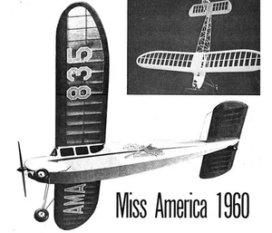 Model Airplane Plans (FF-RC): Miss America 42" for .020-.049 by Joe Wagner - Picture 1 of 6