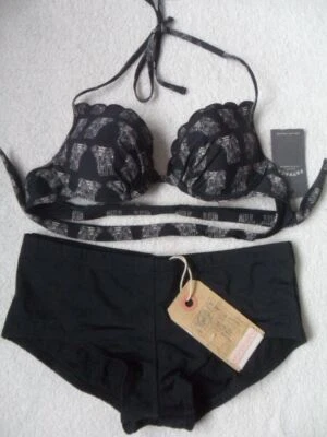 FAT FACE ELEPHANT PADDED WIRED PLUNGE HALTERNECK BOYSHORTS BIKINI SIZES 12 12-14 - Image 1 of 4