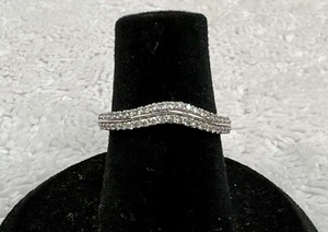 1/5 CT. T.W. Diamond Double Row Contour Wedding Band in 14K White Gold SIZE 5 - Picture 1 of 6
