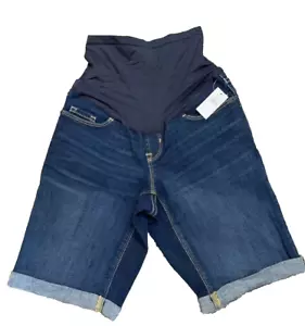 NWT! Old Navy Maternity Cuffed Full Panel Jean Shorts - Size 0 - Picture 1 of 6