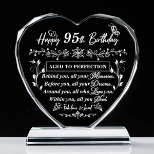 95th Birthday Gifts for Women Men Laser Glass Heart 95th Birthday Decorations... - Picture 1 of 5