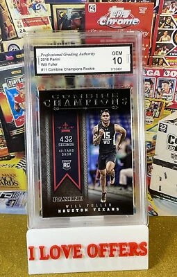 2016 PANINI WILL FULLER ROOKIE COMBINE CHAMPIONS PGA 10 GEM MINT C STORE RC READ - Image 1 of 4
