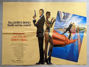 A VIEW TO A KILL 1985 JAMES BOND - UK QUAD ORIGINAL POSTER - SIGNED JOHN GLEN - Foto 1 di 8