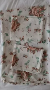 Vintage Cotton Floral Flat Sheet 2 Pillowcases like New 230x270cm + Fitted Sheet - Picture 1 of 20