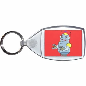 Red Boy Robot Clear Plastic Key Ring (S, M or L) - Foto 1 di 8