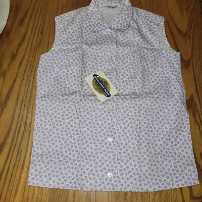 NEW w/ tag Vintage Joyce Lane Grants Ladies Sleeveless Shirt Purple Flowers NOS - Image 1 of 4