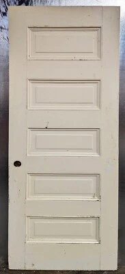 2 avail 30"x79" Antique Vintage Interior SOLID Wood Wooden Room Doors 5 Panels - Image 1 of 3