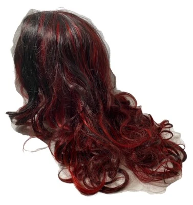 Long Hair Wig 23 IN Fashion Wavy Wig Cosplay Costume Red And Black With Hair Net - Image 1 of 4