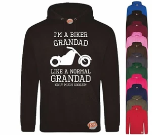IM A GRANDAD BIKER HOODIE Funny hoody grandad grandma FATHERS DAY gift - Picture 1 of 12