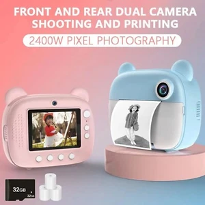 Kids Camera Instant Print 2.4K Digital Video Camera with Print Paper 32G Card - Picture 1 of 18