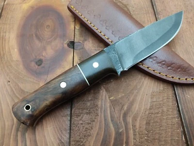 Cuchillo de caza de supervivencia lavado con ácido de acero al carbono 1095 hecho a mano personalizado hoja fija Foto 1 de 4