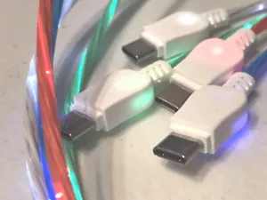 3FT MICRO TYPE-C REVERSIBLE FLOWING LIGHT-UP el flow glow LED USB charger cable - Picture 1 of 60
