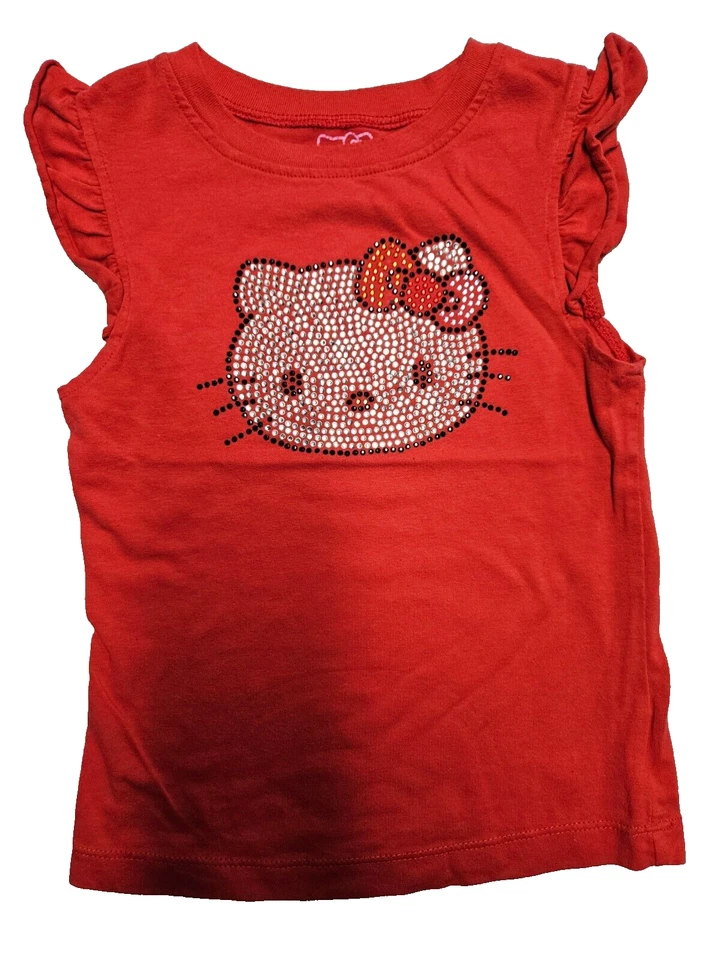 Camisa Hello Kitty Roja Ligera Sin Mangas Brillantes 4 Foto 1 de 3