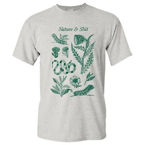 Nature and Sh-t -  Funny Outdoors Hiking Basic Short Sleeve Cotton T-Shirt - Picture 1 of 32