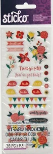 NEW! Sticko FLORAL JOURNALING Theme Stickers 36 pieces! 00078 Fast FREE Ship! - Picture 1 of 1