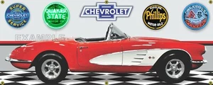Chevrolet Corvette 1959 convertible coche rojo (125) garaje escena banner dos tamaños - Imagen 1 de 1