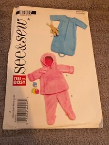 Butterick Pattern B5697  Infant Lined Bunting~Jacket~Pants SEE & SEW Sz NB-L - Picture 1 of 2