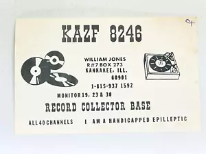 Vintage QSL Card Ham CB Amateur Radio William Jones KAZF 8246 Record Collector - Picture 1 of 2