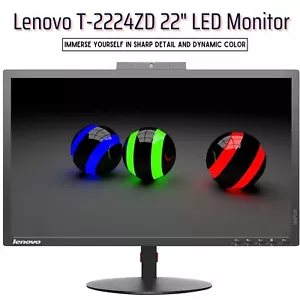 Full HD Lenovo ThinkVision T2224zD 22" inch LED Monitor 1920x1080 Webcam 60HZ - Picture 1 of 7