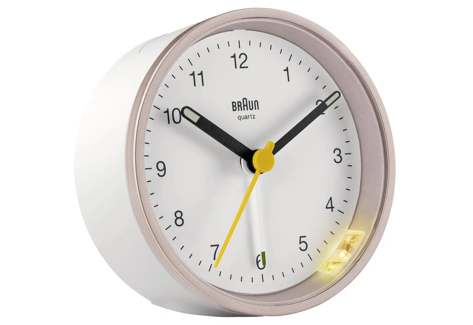 Braun Funkwecker Quarz pink-weiß Licht Snooze Kunststoff 8cm - Bild 1 von 1