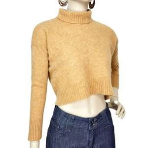 Free People 100% Kaschmir hellbraun Cropped Rollkragen Pullover Sweater Gr. Small NEU - Bild 1 von 11
