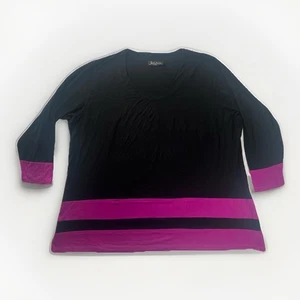 KASBAH Jersey Tunic Dress Black with Purple Stripes, Size 20/22 - Picture 1 of 4