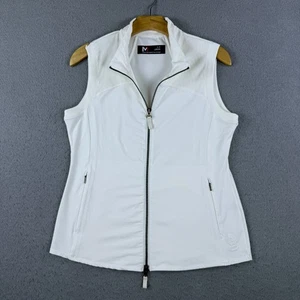 Movetes Women's Full Zip Vest White Size S Impact Performance Travel Zip Pockets - Picture 1 of 6