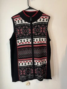 Northstyle Sweater Vest Womens Md Full Zip Nordic Snowflake Fair Isle Wool Blend - Picture 1 of 4