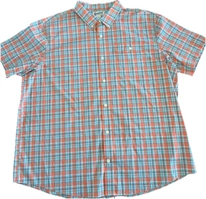 Duluth Trading Co. Short Sleeve Relaxed Fit Orange Plaid Mens Shirt XXL 2XL - Picture 1 of 15