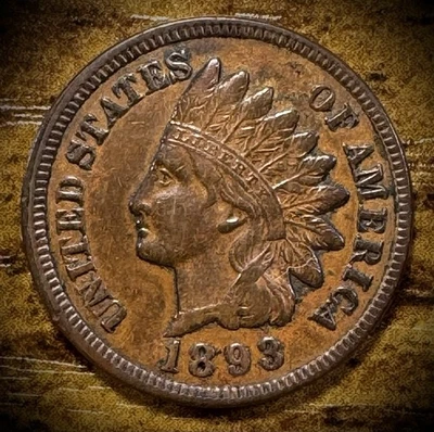 1893 Indian Head Cent Penny Full Liberty Diamonds - Image 1 of 3