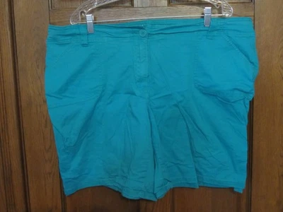 Fashion Bug Turquoise Cotton Stretch Shorts - Size 20W - Image 1 of 2