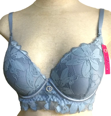 Sujetador de encaje floral con aros BELLA sujetador push up azul íntimo 38 C Foto 1 de 4