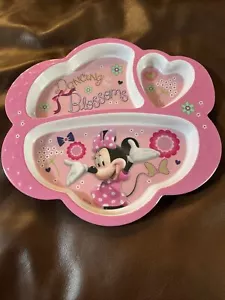 Disney Minnie Mouse Kinder geteilte Platte Tanzblüten Herzform süß Sehr guter Zustand + - Bild 1 von 6